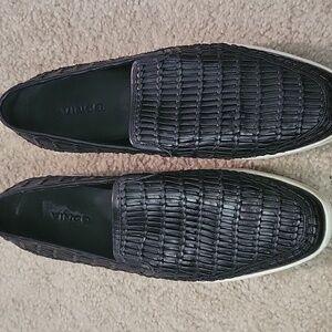 Vince Stafford Black Leather Slip On Platform Shoes 7
